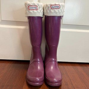 Hunter boots in purple with lining - size 7